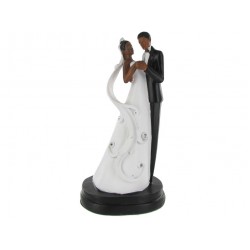 7" African American Wedding Couple Cake Topper 